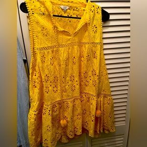 Eyelet Yellow Top with pom poms!